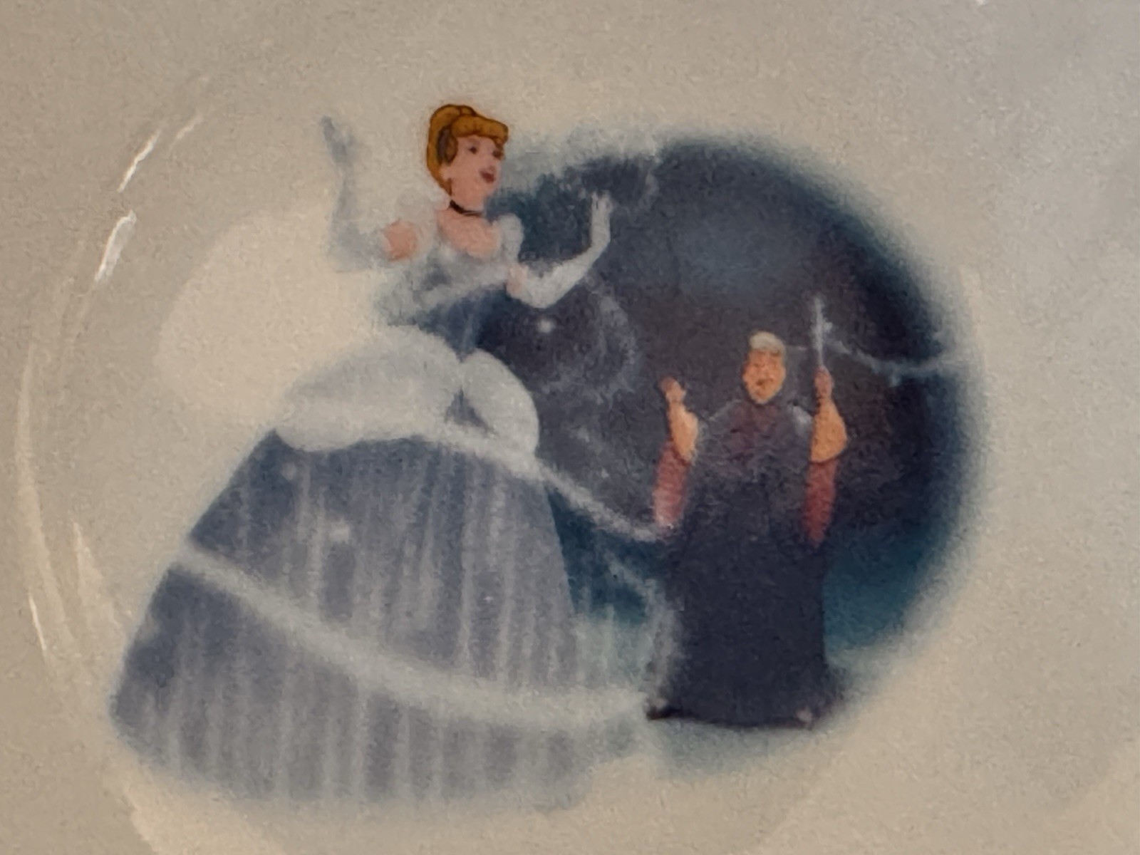Disney Princess Cinderella Bowl Set of 2 White With Silver Swirls New Hand Wash 