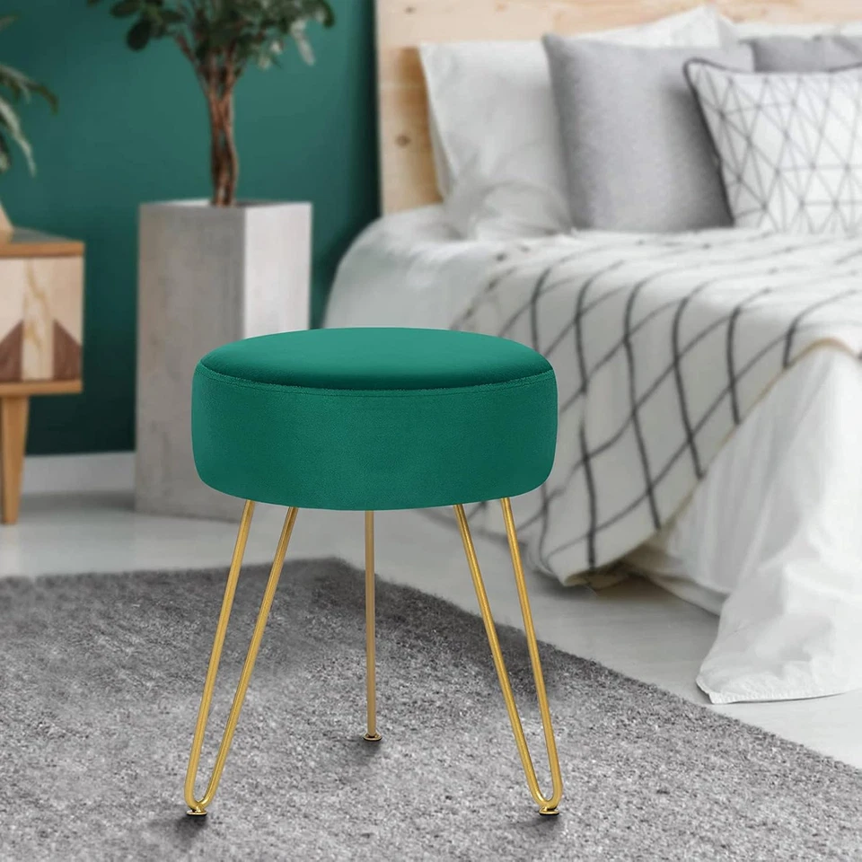 Multifunctional Vanity Stools - Velvet round Ottoman Modern Dressing Stool -Upho - Image 2 of 4