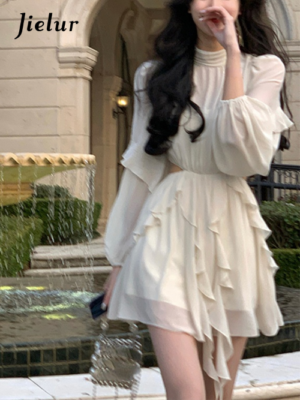 One Piece New Korean Dress Styles Summer Beach Style Chiffon Mini Dress  Office Lady Casual One