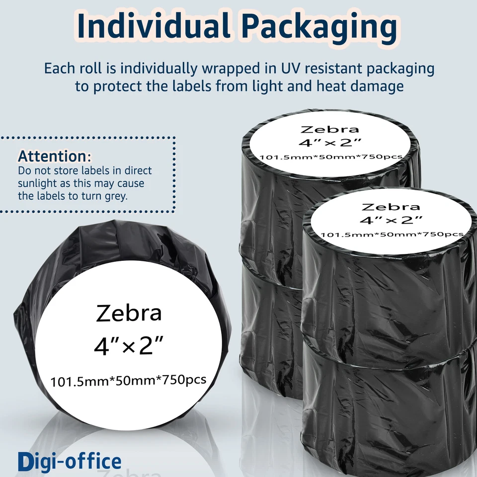 40 rollos 750 etiquetas 4x2 térmicas directas para Zebra LP 2824 2844 2442 Eltron ZP450 - Imagen 4 de 4