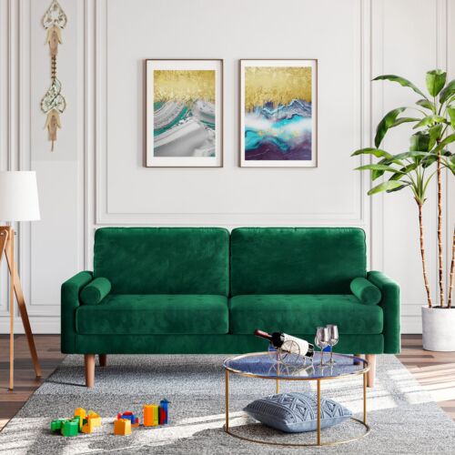 Velvet Schlafsofa Gästesofa 3-Sitzer Couch Kleinesofa Wohnzimmersofa mit Armlehn - Bild 3 von 8