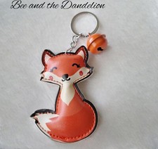 Oversized Stuffed Fox Keyring With Bell ~ Vegan Leather