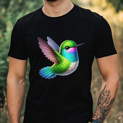 T-Shirt Herren Kolibri Motiv Baumwolle Größe XS bis 5XL