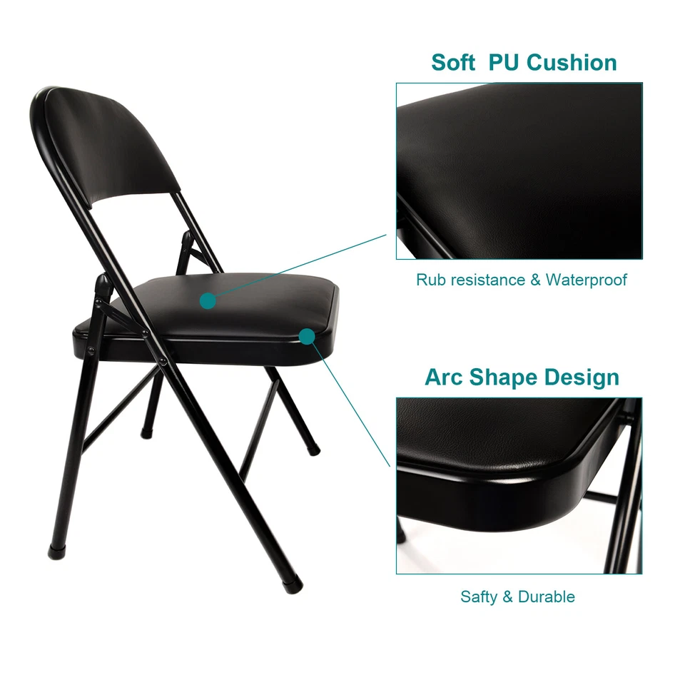 1 or 5 Pcs Portable Folding Card Table Square or Chairs Set w/Vinyl Upholstery - Image 4 of 4