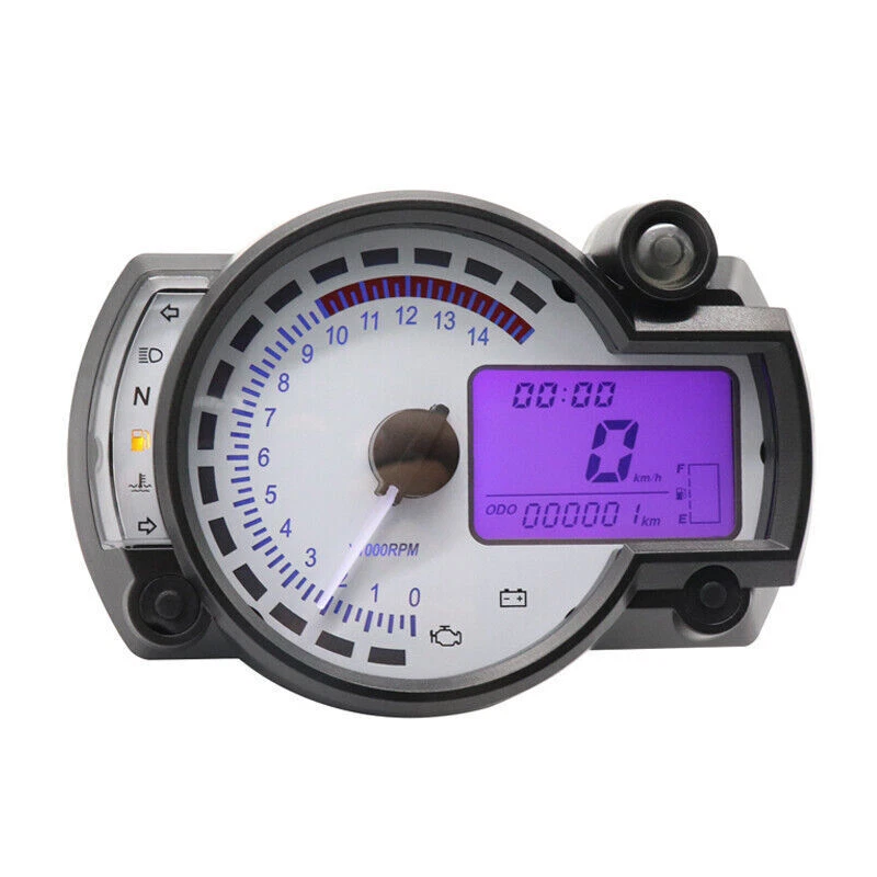 7 LED 12V Motocicleta Odómetro/Velocímetro Medidor Calibre Digital Tacómetro Motor Foto 4 de 4