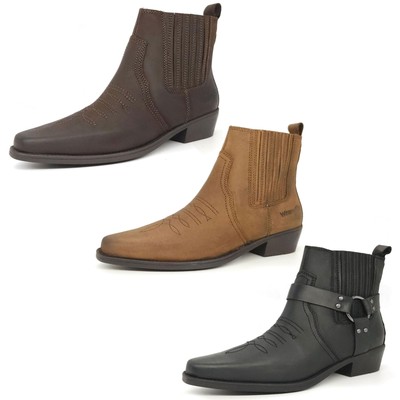 Wrangler Tex Strap Mid Brown Cowboy Western Pull On Chelsea