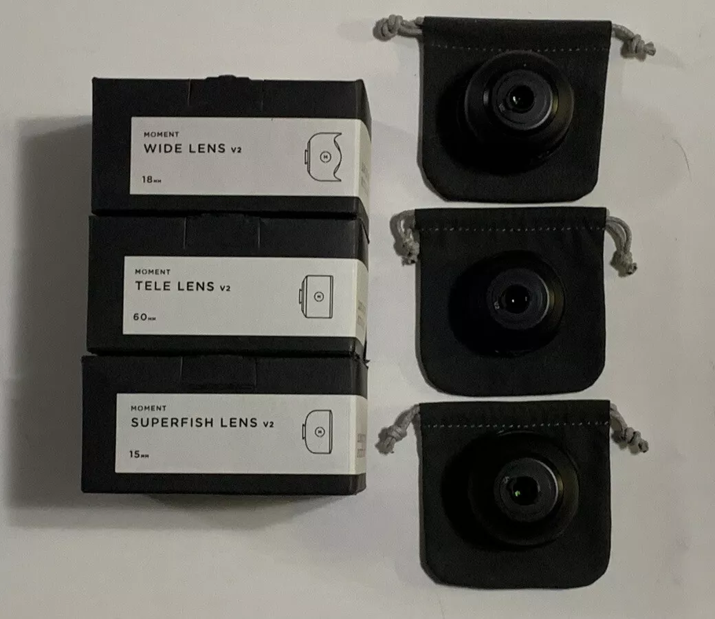 Lot Of 3: Moment Mobile V2 Camera Lenses: /Wide 18mm /Tele 60mm