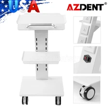 AZDENT Dental Mobile Trolley Cart Built-in Socket Medical Cart 3 Layers 2 Castor