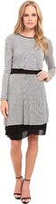 kensie Women's 241076 Slub Knit Jersey Dress Ivory Multi Size XL