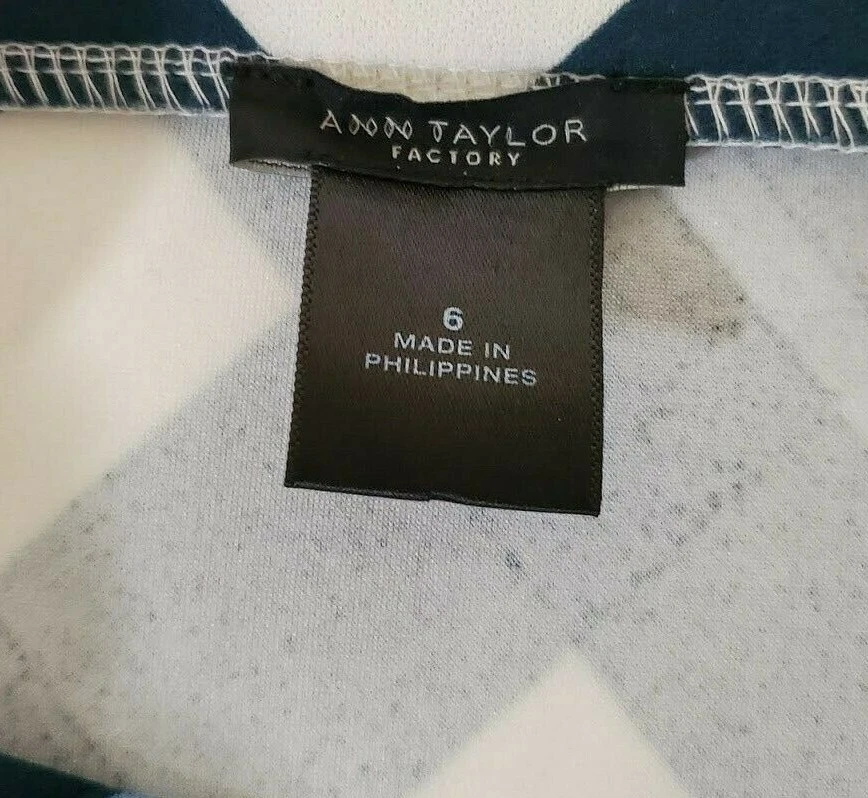 Falda Ann Taylor 6 envolturas rectas geométricas elegantes para mujer elástica negra azul blanca Foto 4 de 4