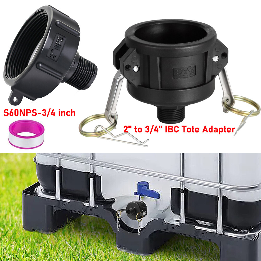 "Adaptador de tanque de mano 275 330 IBC conector enchufe de drenaje manguera de jardín 2''NPS/2"" a 3/4"