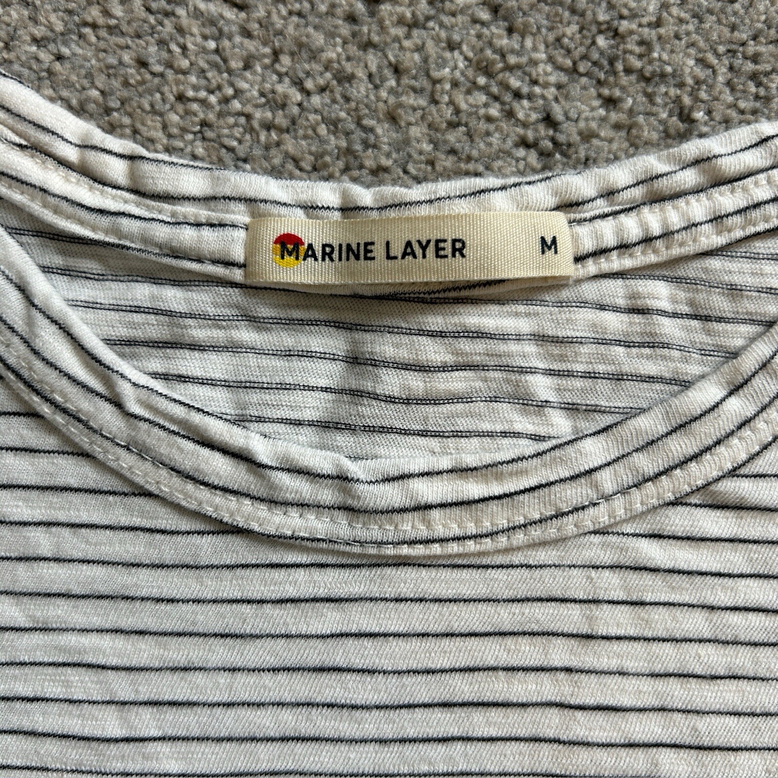 Marine Layer Striped White Black Gray Basic Pocke… - image 3