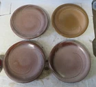 "A" Frankoma Set of 4 Salad Side Plates 4G 7" Plainsman Brown Satin 60s 70s