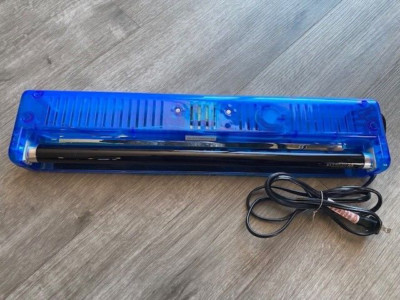 Vintage Transluscent Blue Black Light Portable Lamp Works Great