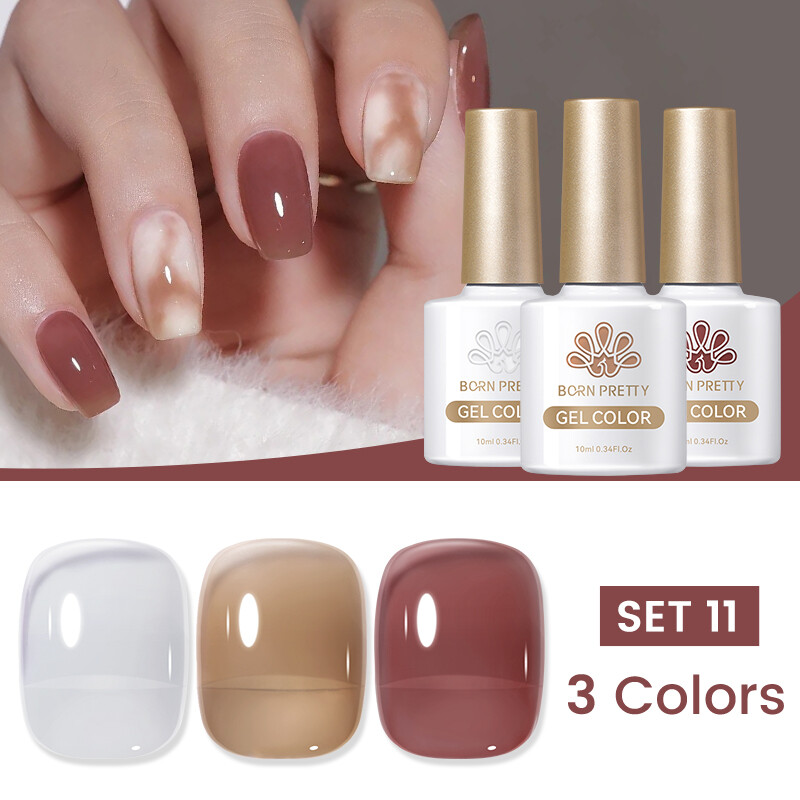 BORN PRETTY Jelly Nude Gel Nagellack 10ml Translucent Soak Off UV Nagellacke - Bild 153 von 157