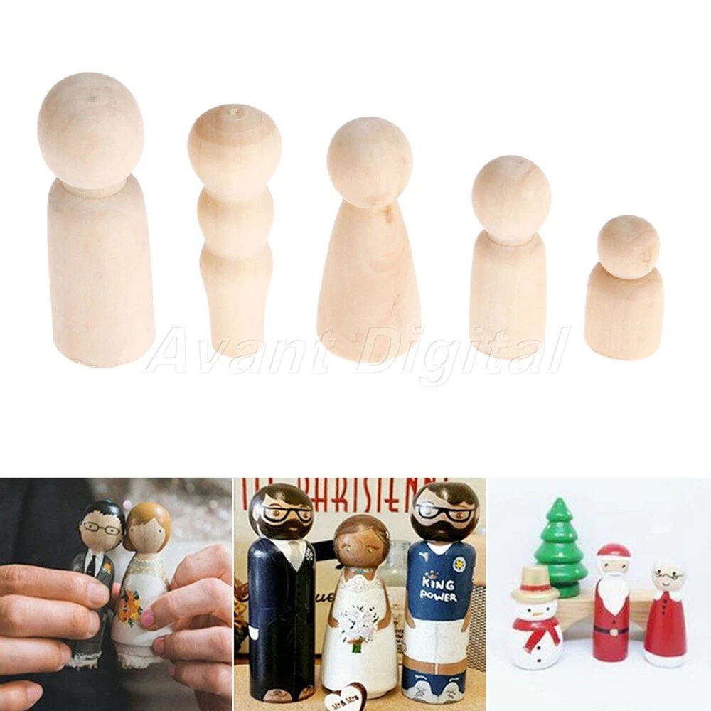 Unpainted wooden cheap peg dolls