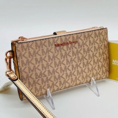 Michael Kors Jet Set Travel Large Double Zip Wristlet Rose Gold