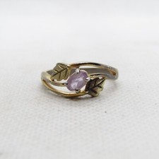 FAS Gold Toned Sterling Silver 925 Amethyst  Leaves Ring Size 7.5 K7014