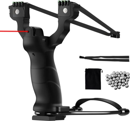 Steinschleuder Sportschleuder Schleuder Slingshot Stahlkugel Magnet mit Laser - Bild 3 von 12