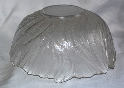 Vtg Blenko Handmade XL Crystal Punch Centerpiece Bowl Textured Leaf 12.5" X 5.5" - Picture 11 of 12