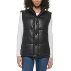 Marc New York Faux Leather Full Zip Puffer Vest Black Women's Size L New