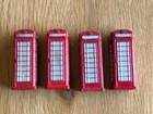 4 X Vintage Dinky Diecast Red Telephone Boxes. FREE P&P