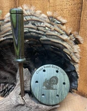 Custom Olive / Charcoal Pot w/ Slate ov Aluminum Friction Turkey Call w/ Striker