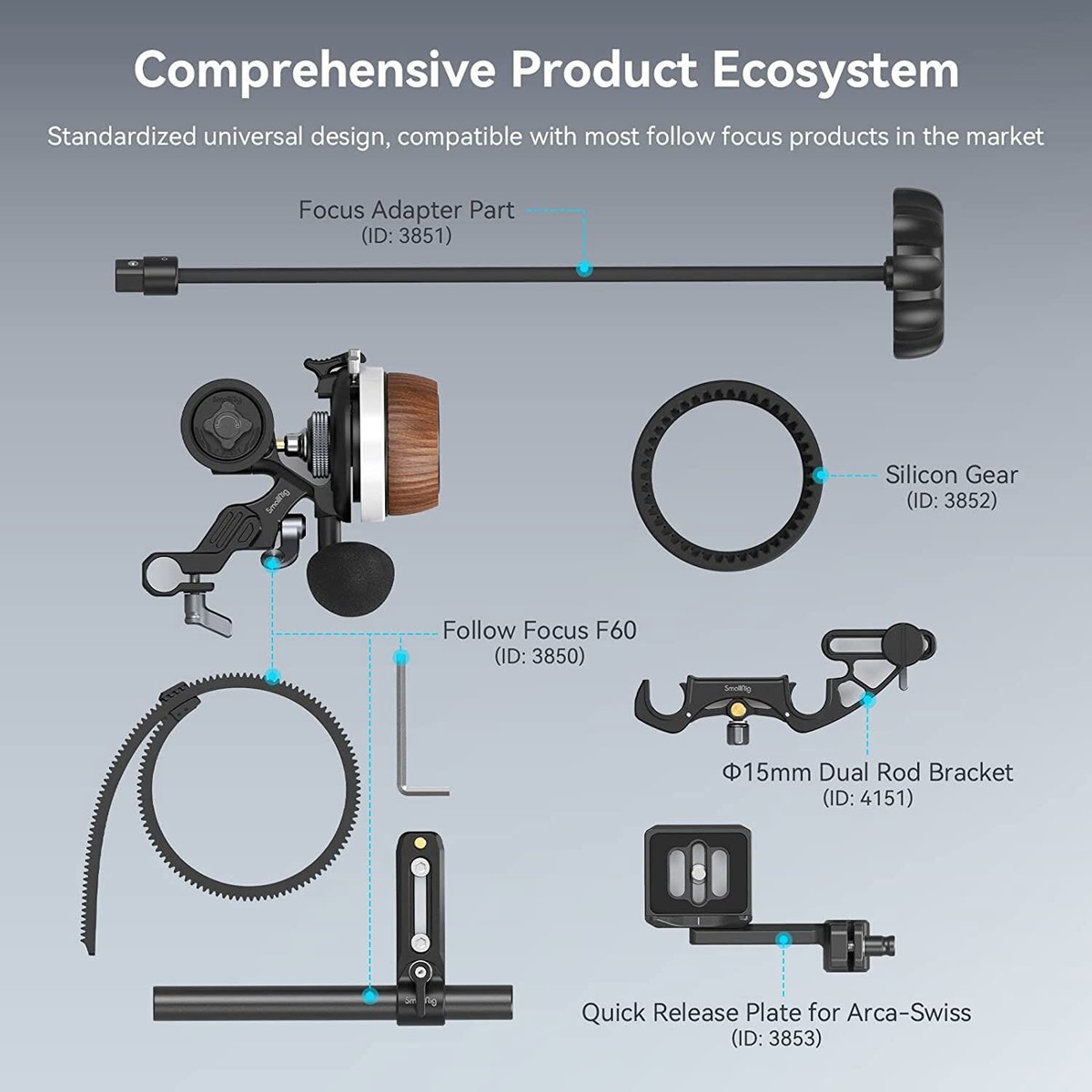SmallRig Follow Focus F60 with A/B Stops for DSLR and SmallRig Follow Focus F60 with A/B Stops for DSLR and