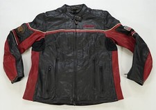 Rare Vintage Indian Motorcycles Striped Full Zip Leather Jacket 90s 2000s Sz Xl