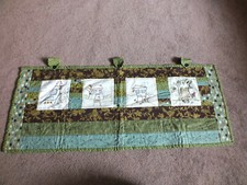 Collectible Stunning Handmade Quilted Wall Hanging Home Sweet Home 36x14 Loops