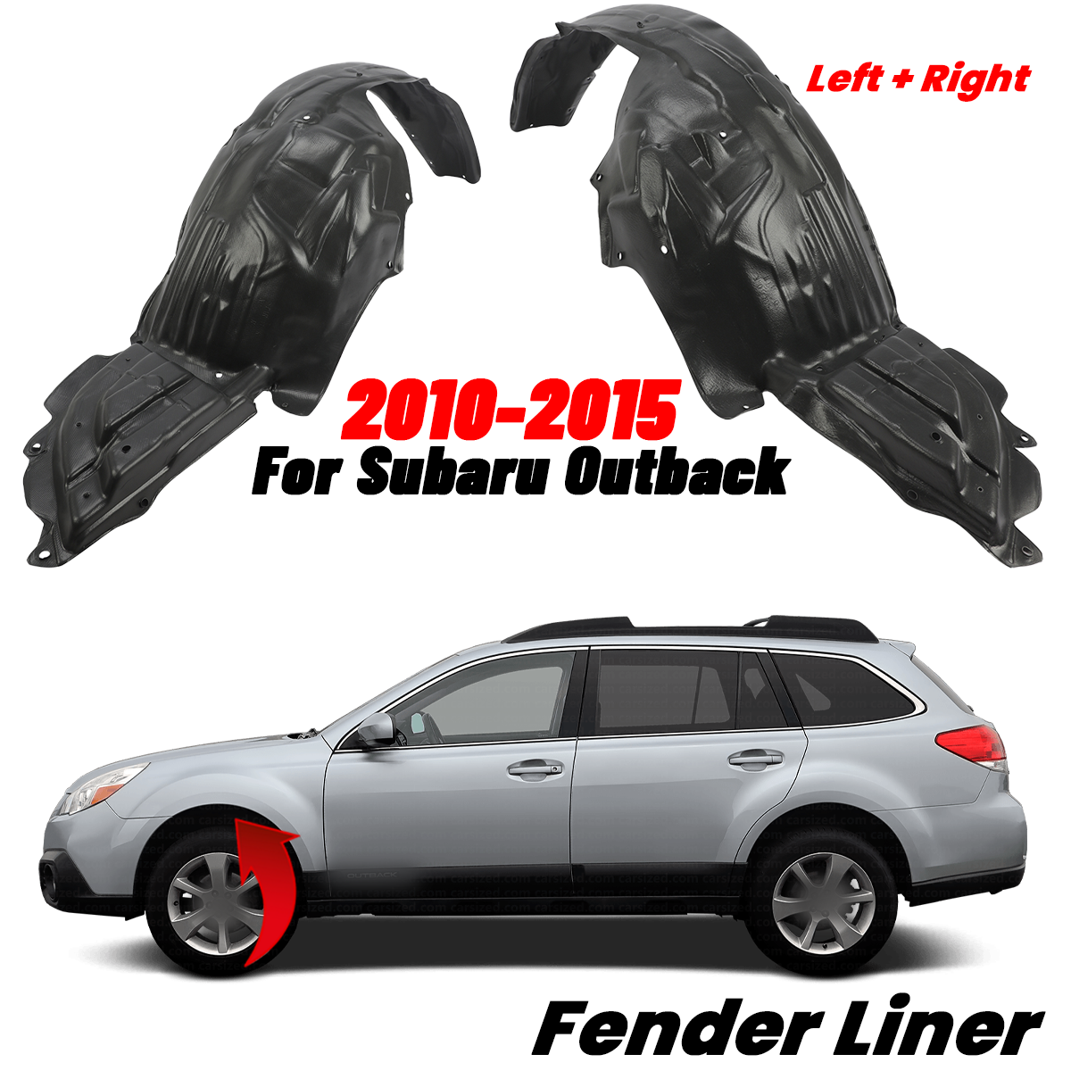 Front Left & Right Side Fender Liner For Subaru Outback 2010-2015