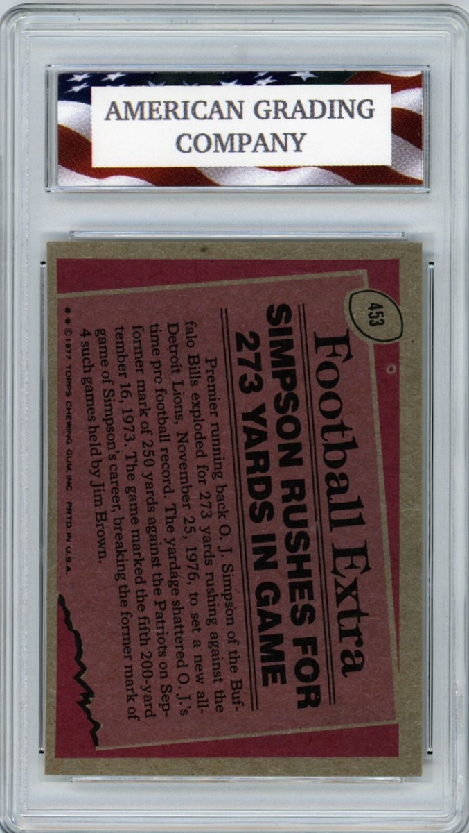 1977 Topps - Record Breaker O.J. Simpson #453 for sale 1977 Topps - Record Breaker O.J. Simpson #453 for sale