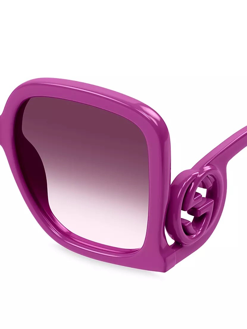 サングラス Gucci Pink Acetate Sunglasses Gucci Sunglasses GG1326S 004 Fuchsia Pink Grey Gradient