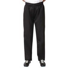 Nisbets Essentials Unisex Chef Trousers Black Polycotton Elasticated Waist