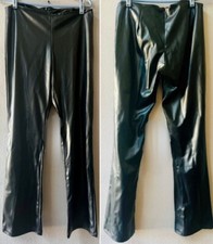 FREDRICKS OF HOLLYWOOD VINTAGE FAUX LEATHER FLARE LEG ZIP BACK PANTS SIZE 10