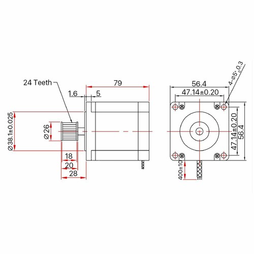 Leadshine Digital 3 Phasen Schrittmotor Motor 573S15-L 24 Zähne 5, 8A Für NEMA23 - Picture 2 of 8