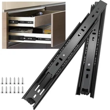 1-10Pair Full Extension Drawer Slides Rails 10"-28"100LB Side Mount Ball Bearing