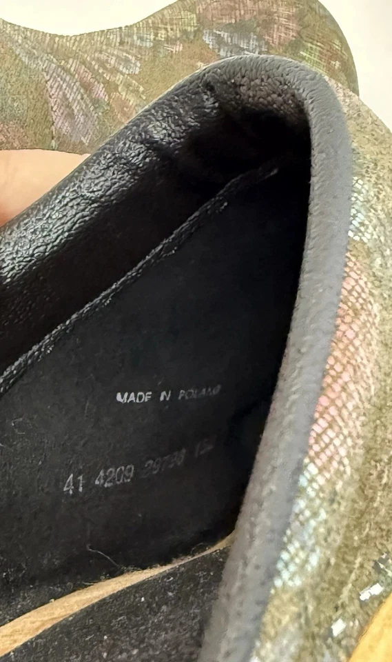 Sanita Floral Leather Clogs Women EU 41 US 10.5-11 Green Pink Wood Sole Poland - Image 2 of 4