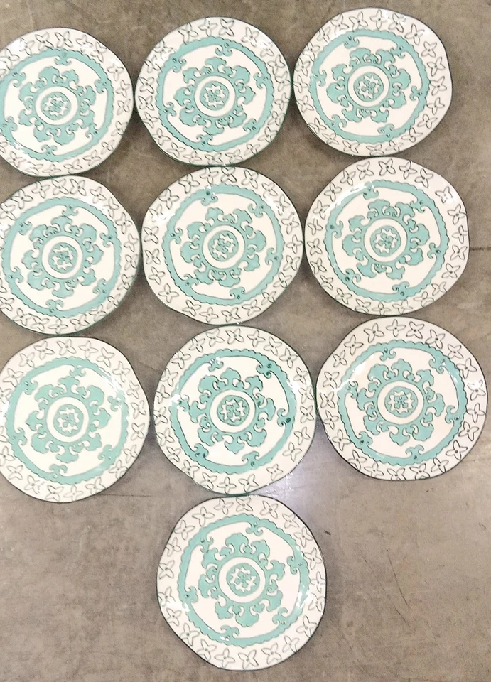 ANTHROPOLOGY GLORIOSA 8" ENSALADA, POSTRE TURQUESA AGUAMARROQUÍ MANDALA SET... Foto 4 de 4