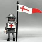 Playmobil Crusader Templar Knight Male Adult Figure Mercenary Cross Flag Vintage