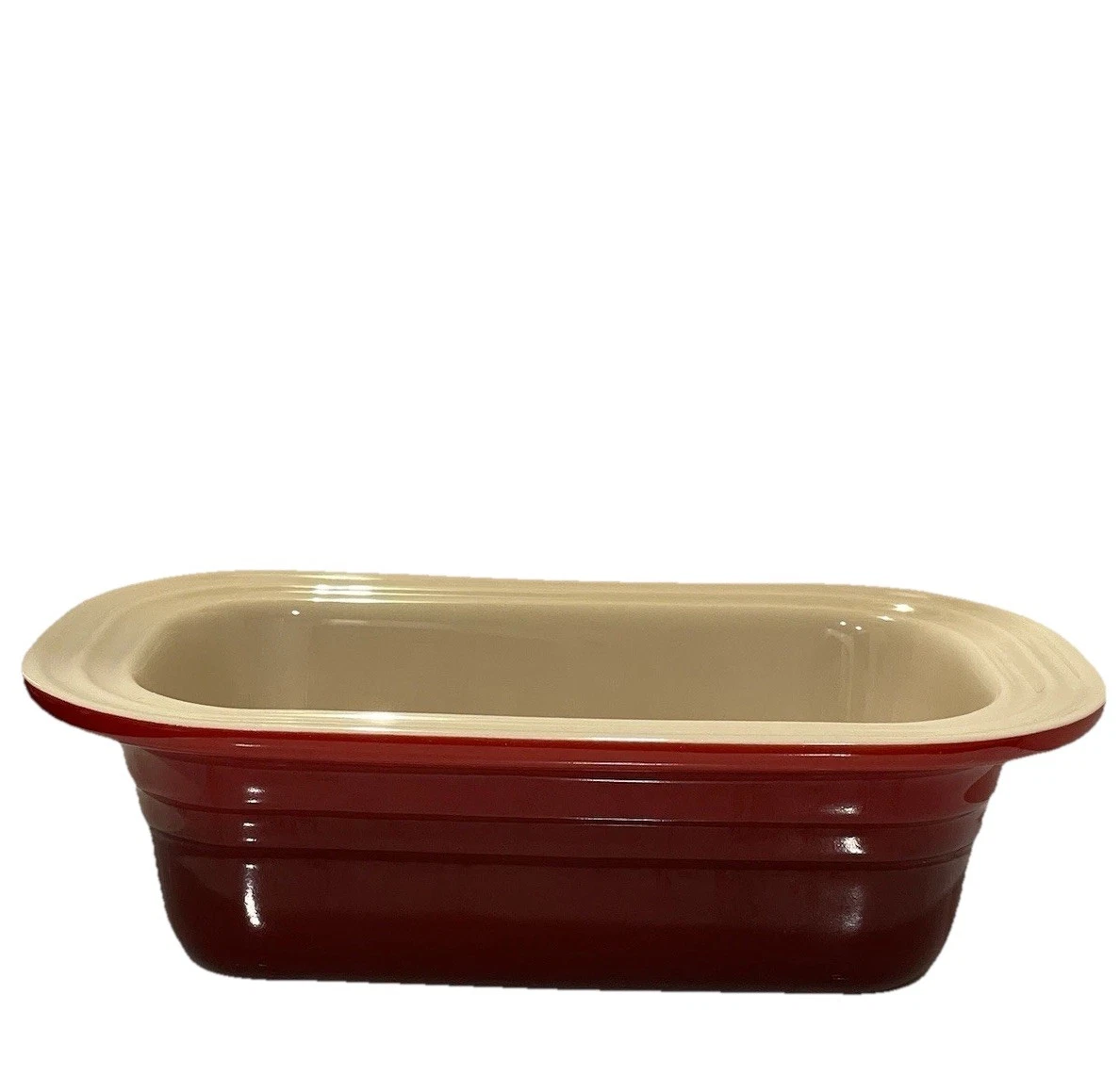 LE CREUSET Meatloaf or Bread Loaf Baking Pan Stoneware Ombre Red 8.5 x 4.5 inch