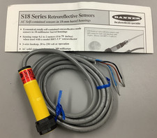 Banner S18AW3L 29819 Photoelectric Retroreflective Sensor 20-250VAC B385