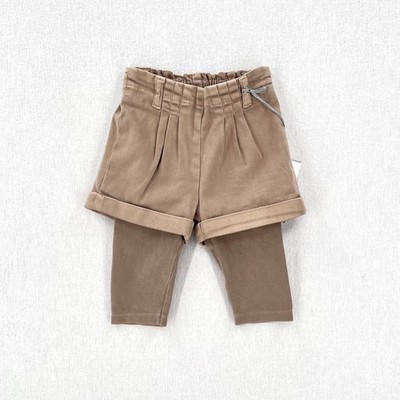 IL GUFO Bermuda Legging Pant Baby Toddler Tan 6 Month Shorts Layered Pull On NEW