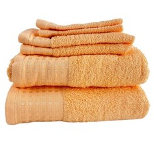 NEW 6 Piece Towel Set 2 Bath 2 Hand 2 Washcloths 100 Cotton Soft Summer Peach
