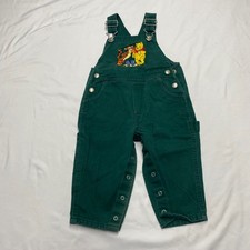 Disney Store Winnie the Pooh Tigger Green Cotton Overalls 12 Months 90s Y2K Vtg