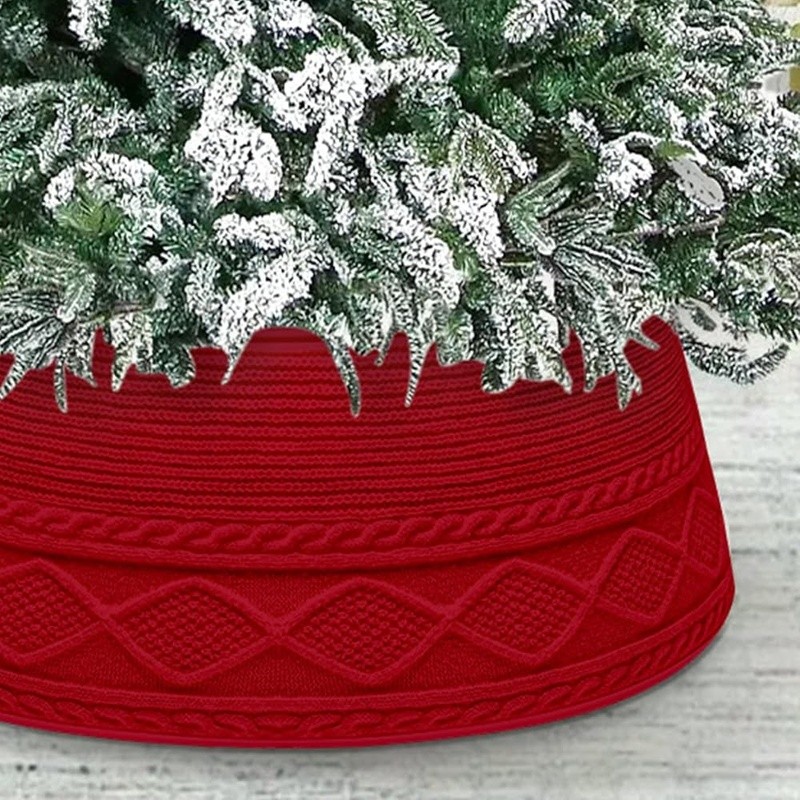 Thickened Knitted Christmas Tree Collar W/ Steel Wires Cozy Holiday Decor New