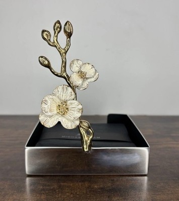 Michael Aram ORCHID COCKTAIL NAPKIN HOLDER w/ Dustbag , Box & Napkins