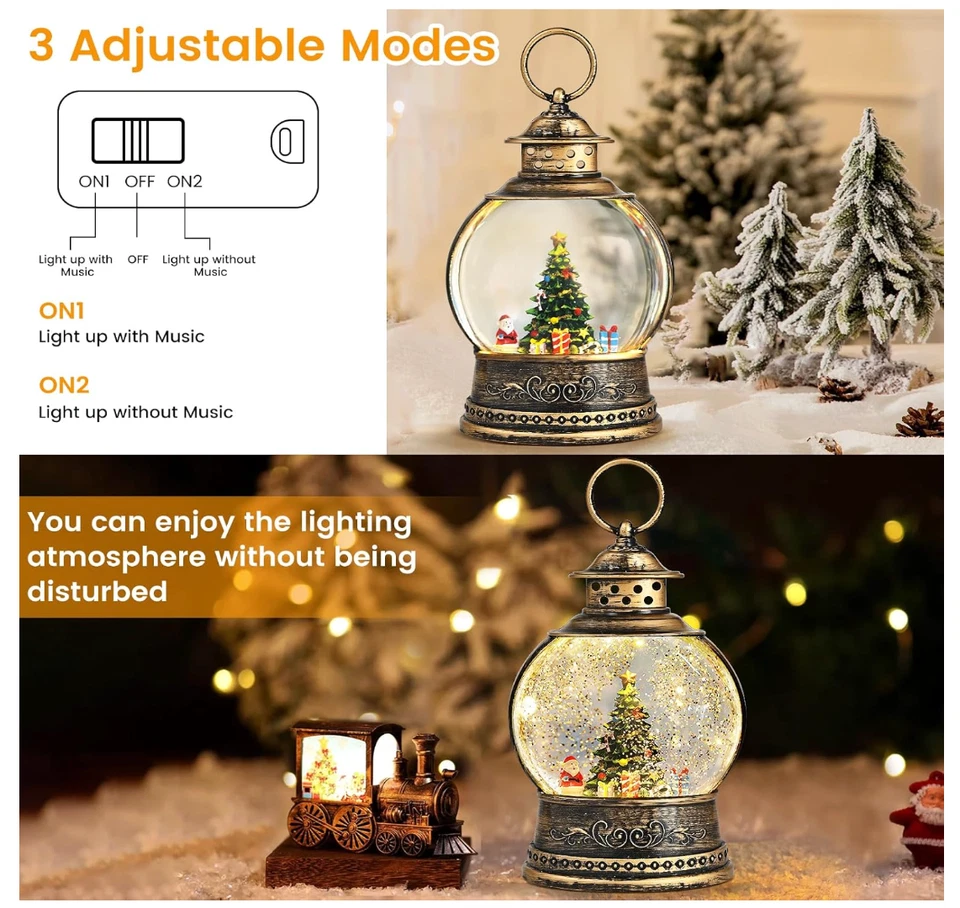 Linterna Globo de Nieve Árbol de Navidad, Iluminada Musical Decoraciones de Navidad con Sw Foto 4 de 4