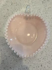 Fenton Pink Pastel Silver Crest Heart Shape Dish 1950s-VTG-Excellent Condition