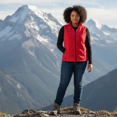 Outback Trading Company Women's XL Selina Red Black Trim Fleece Full Zip Vest